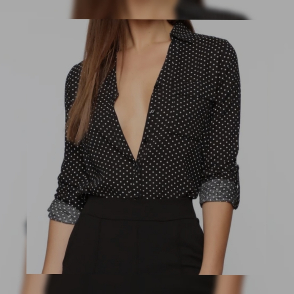 Black and white polka dot top
